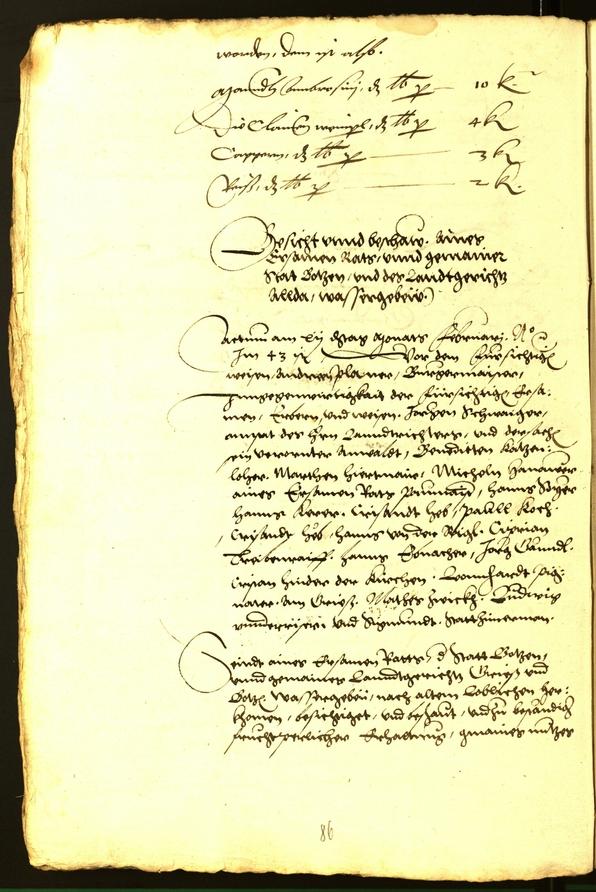 Stadtarchiv Bozen - BOhisto Ratsprotokoll 1543 