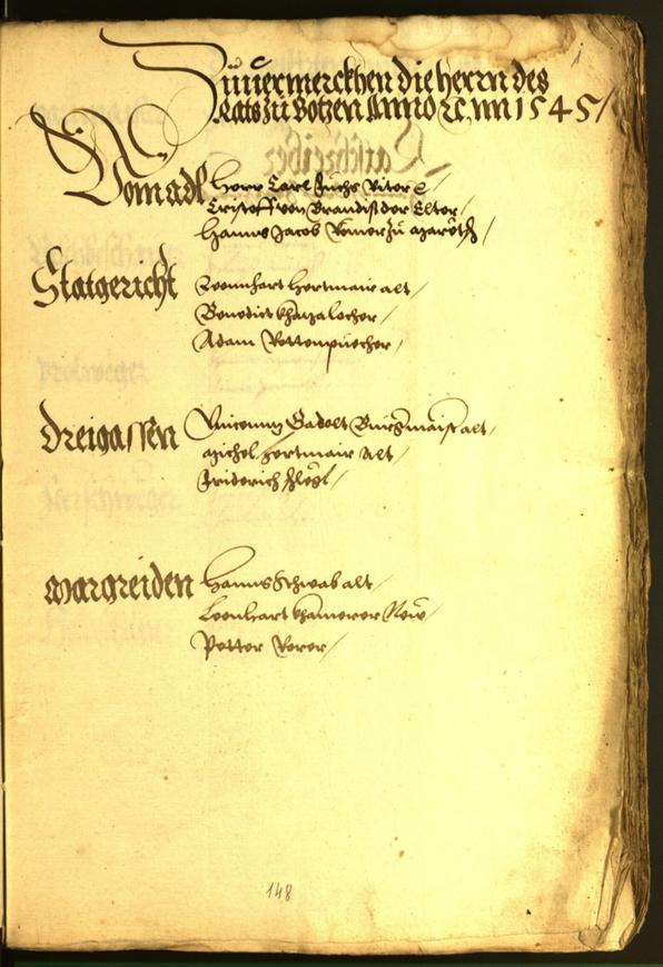 Stadtarchiv Bozen - BOhisto Ratsprotokoll 1545 