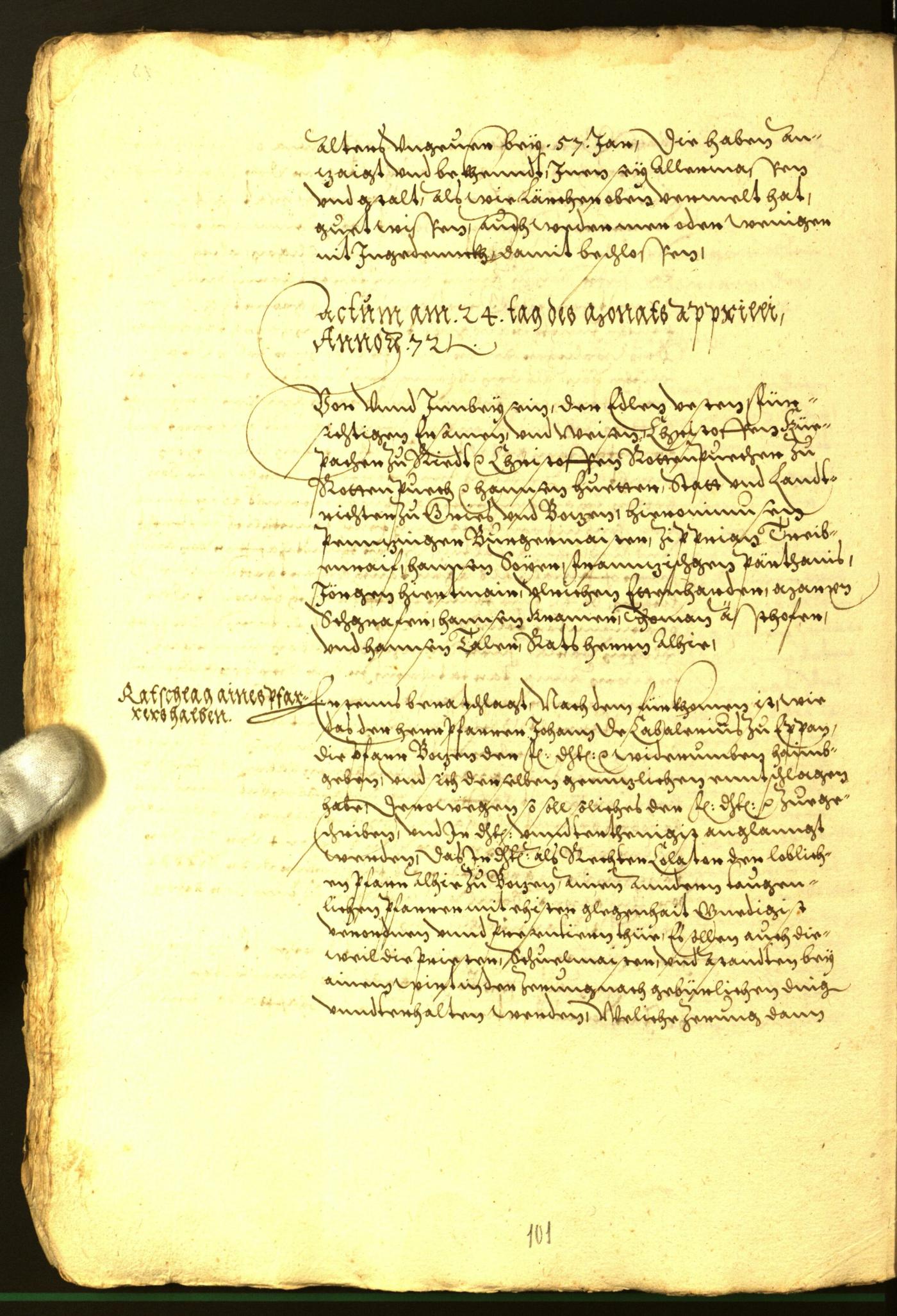 Stadtarchiv Bozen - BOhisto Ratsprotokoll 1572 