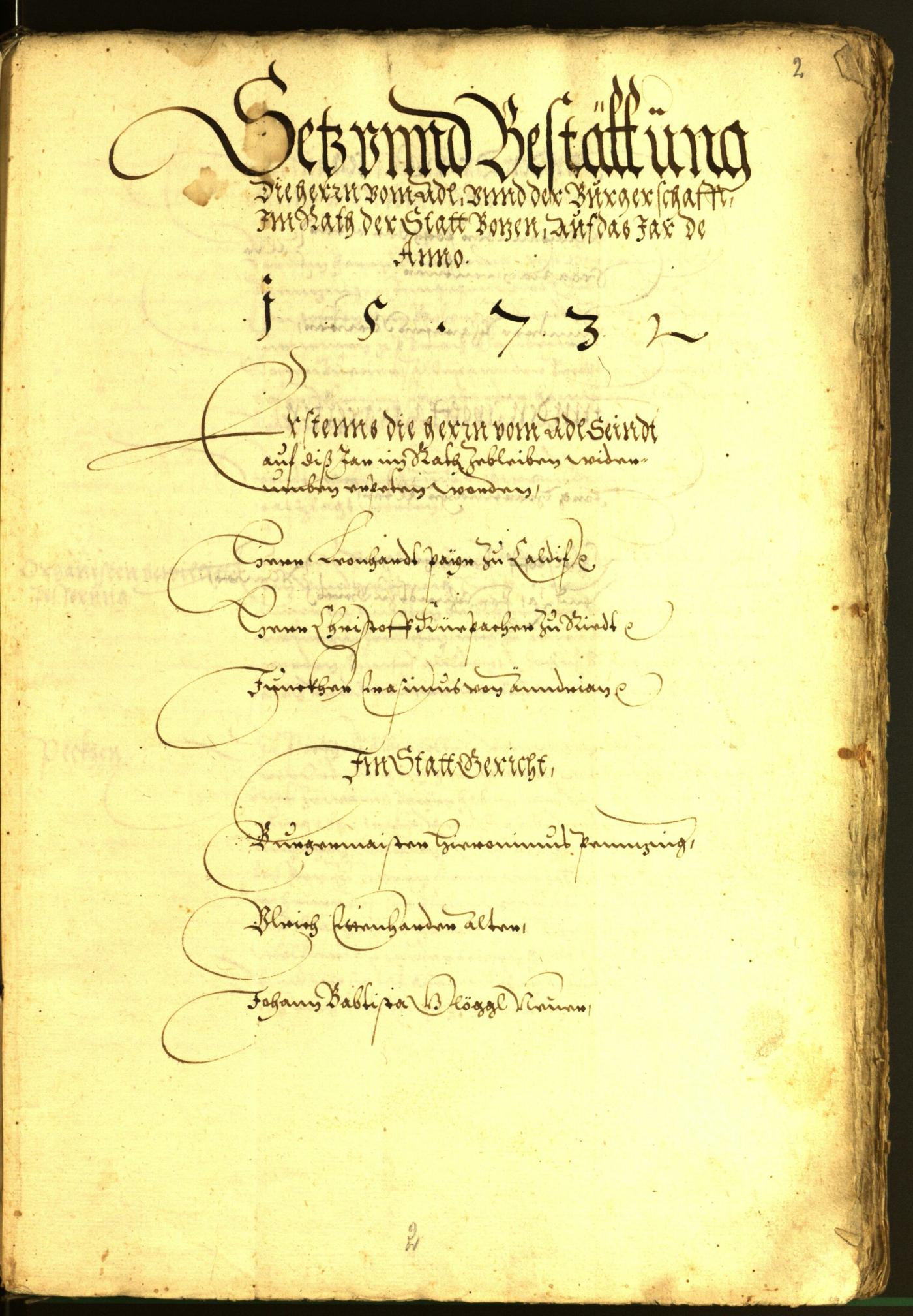 Stadtarchiv Bozen - BOhisto Ratsprotokoll 1573 