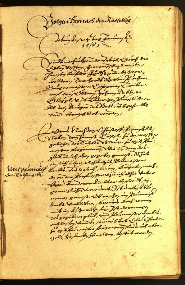 Stadtarchiv Bozen - BOhisto Ratsprotokoll 1581 