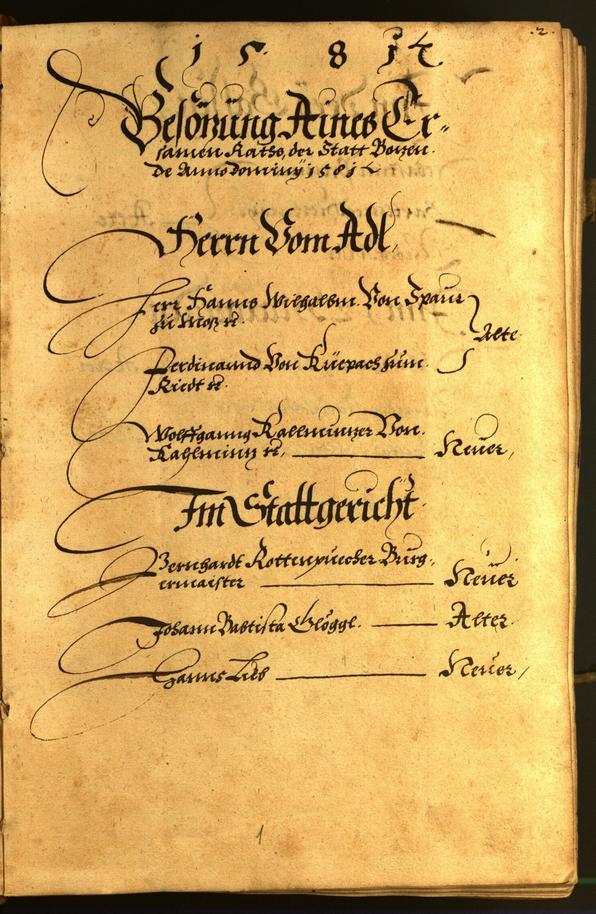 Stadtarchiv Bozen - BOhisto Ratsprotokoll 1581 