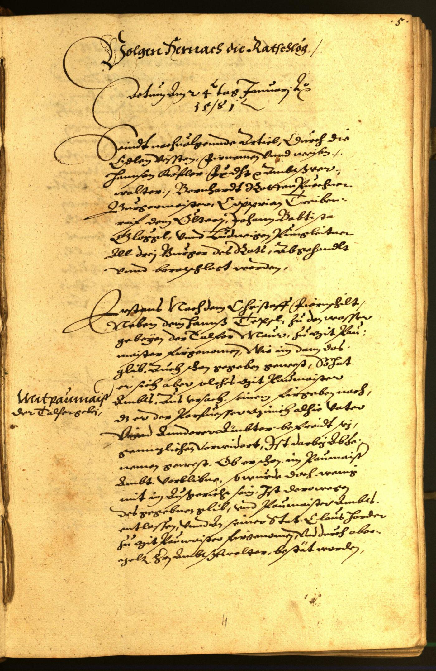 Stadtarchiv Bozen - BOhisto Ratsprotokoll 1581 