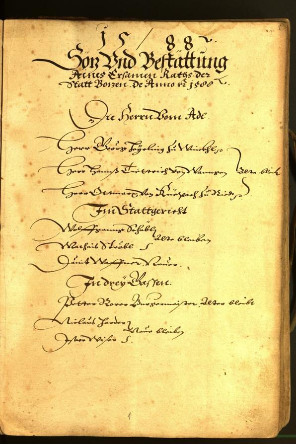 Stadtarchiv Bozen - BOhisto Ratsprotokoll 1588 