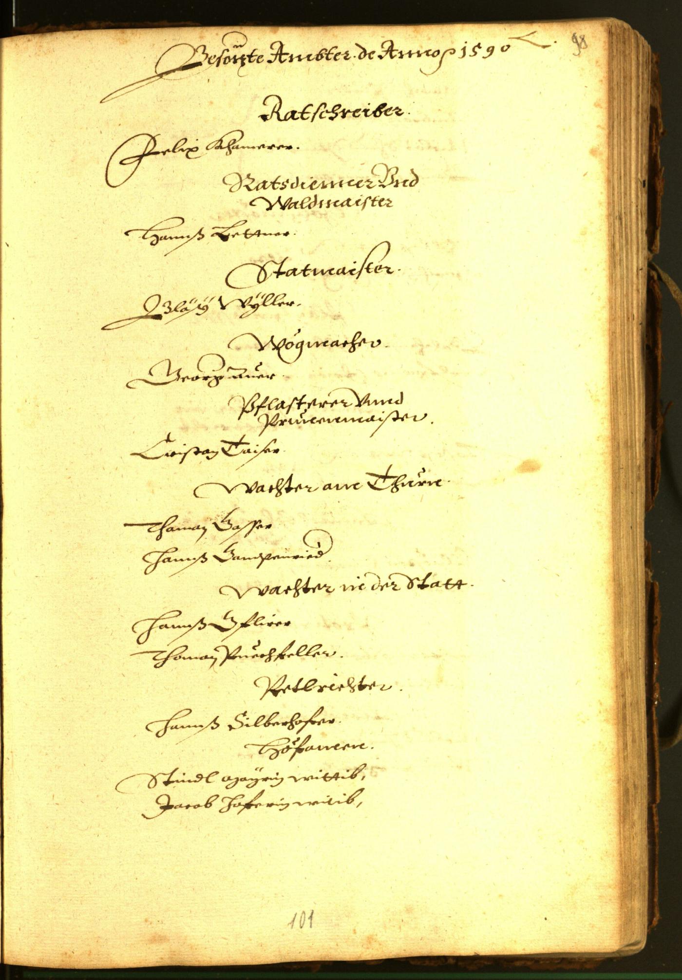 Stadtarchiv Bozen - BOhisto Ratsprotokoll 1590 