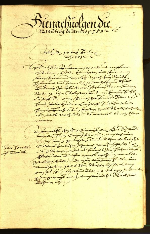 Stadtarchiv Bozen - BOhisto Ratsprotokoll 1592 