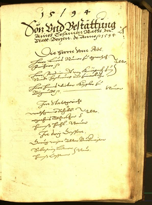 Civic Archives of Bozen-Bolzano - BOhisto Minutes of the council 1594 