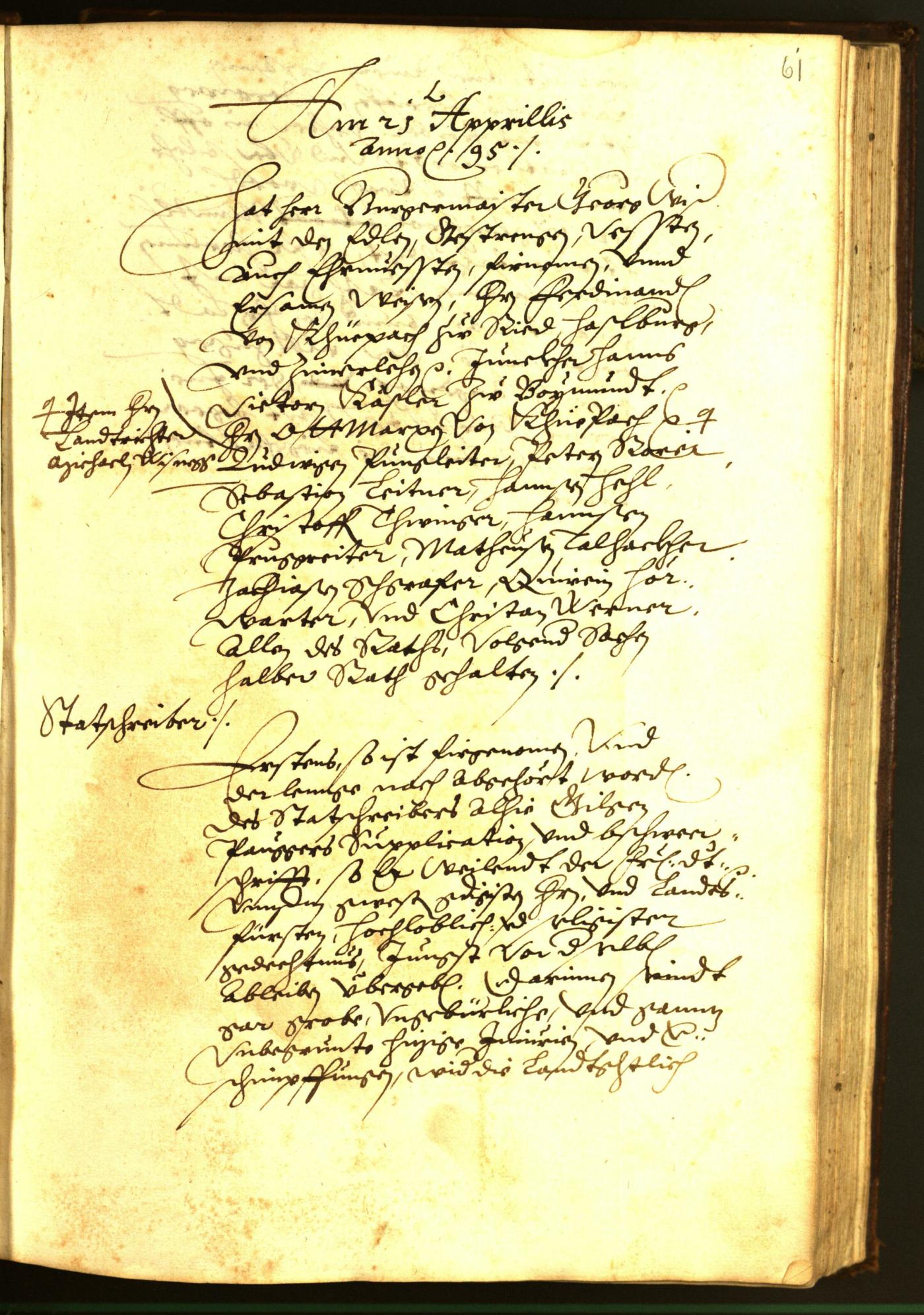 Stadtarchiv Bozen - BOhisto Ratsprotokoll 1595 