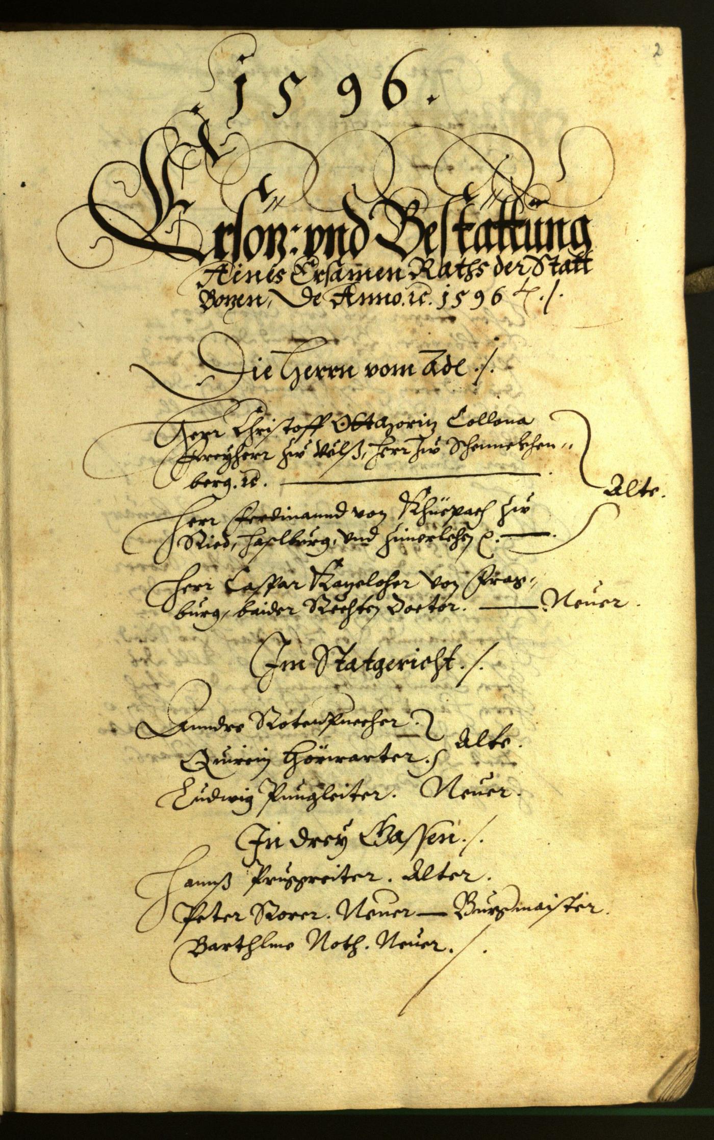 Stadtarchiv Bozen - BOhisto Ratsprotokoll 1596 