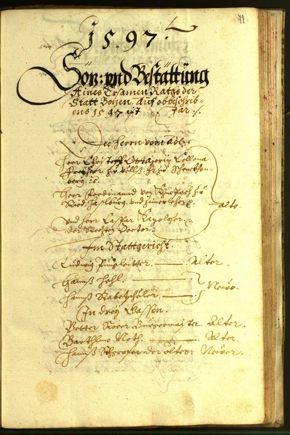 Civic Archives of Bozen-Bolzano - BOhisto Minutes of the council 1597 