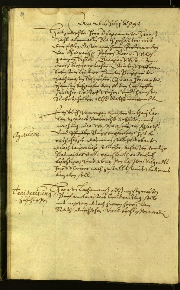 Stadtarchiv Bozen - BOhisto Ratsprotokoll 1598 