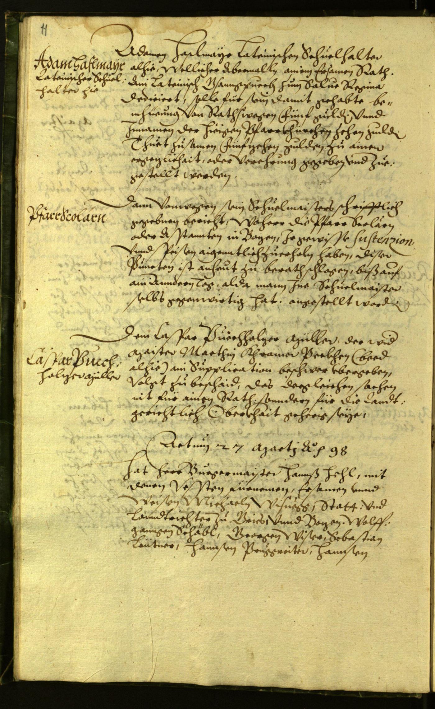 Stadtarchiv Bozen - BOhisto Ratsprotokoll 1598 