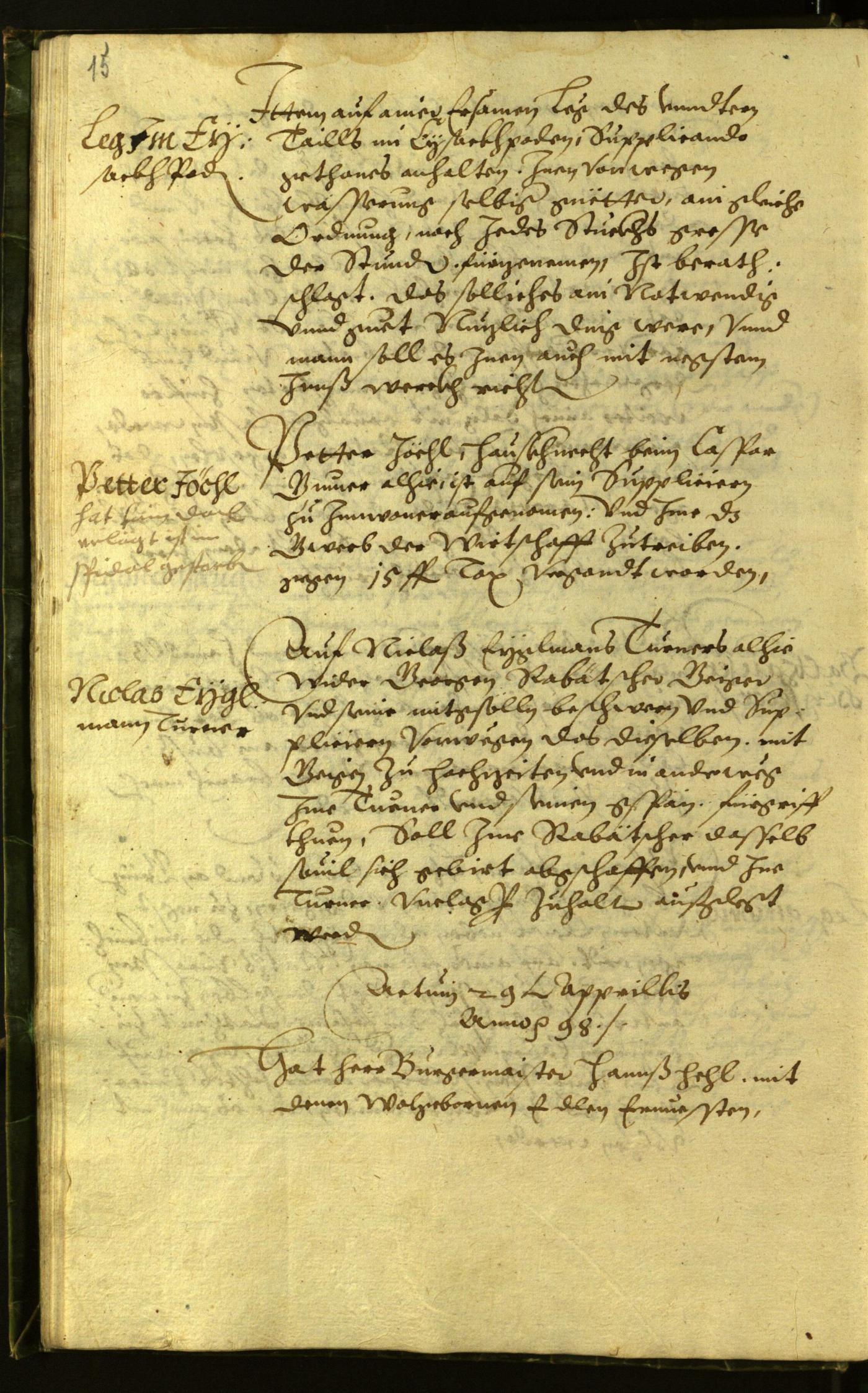 Stadtarchiv Bozen - BOhisto Ratsprotokoll 1598 