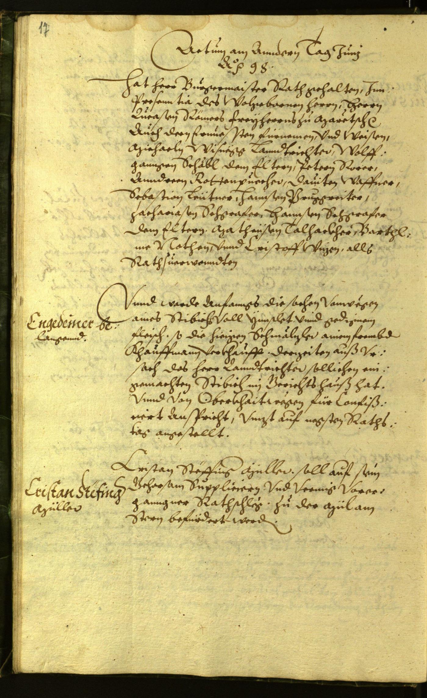 Stadtarchiv Bozen - BOhisto Ratsprotokoll 1598 