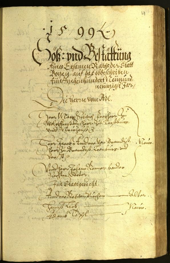 Civic Archives of Bozen-Bolzano - BOhisto Minutes of the council 1599 