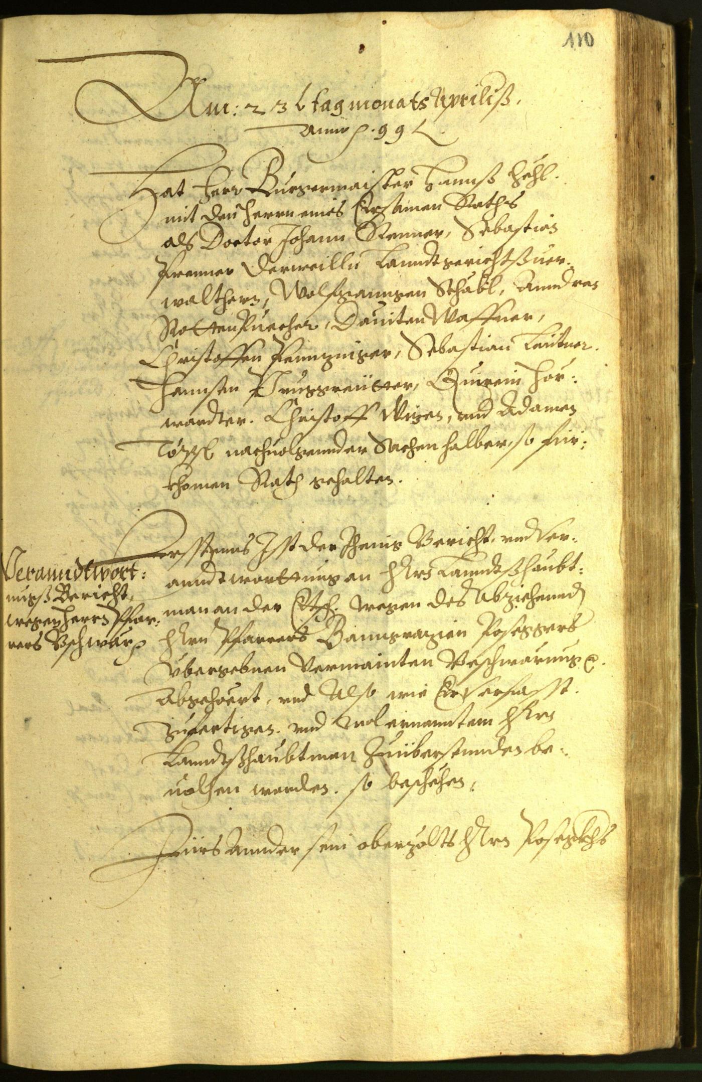 Stadtarchiv Bozen - BOhisto Ratsprotokoll 1599 