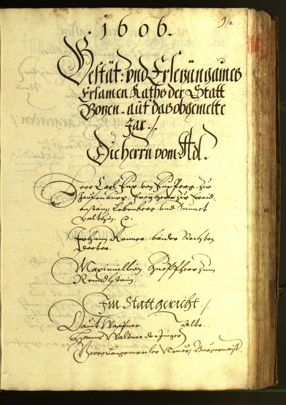 Stadtarchiv Bozen - BOhisto Ratsprotokoll 1606 