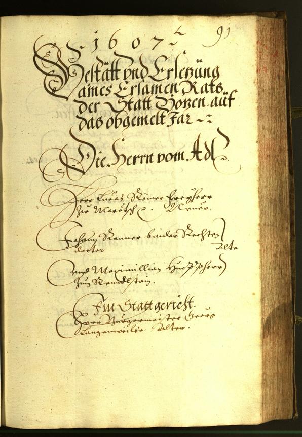 Civic Archives of Bozen-Bolzano - BOhisto Minutes of the council 1607 