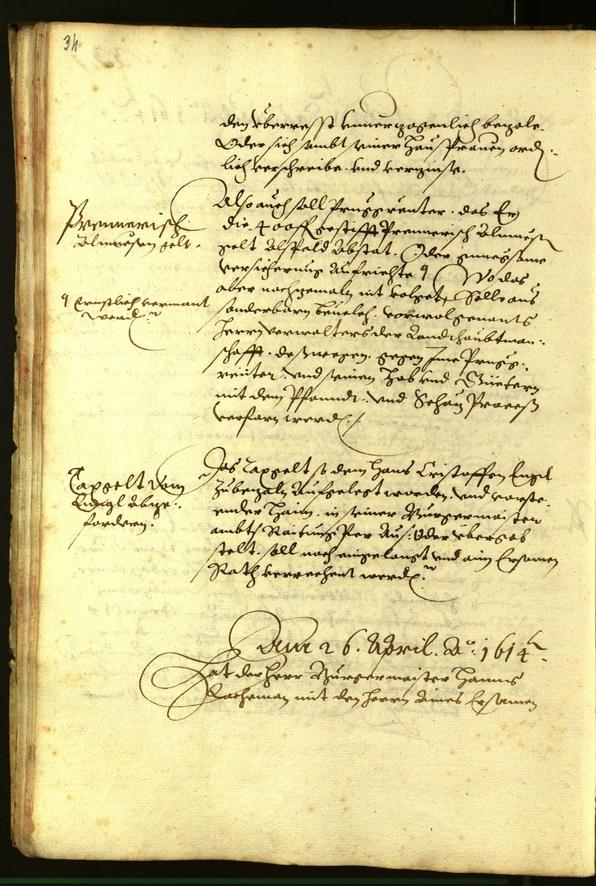 Stadtarchiv Bozen - BOhisto Ratsprotokoll 1614 