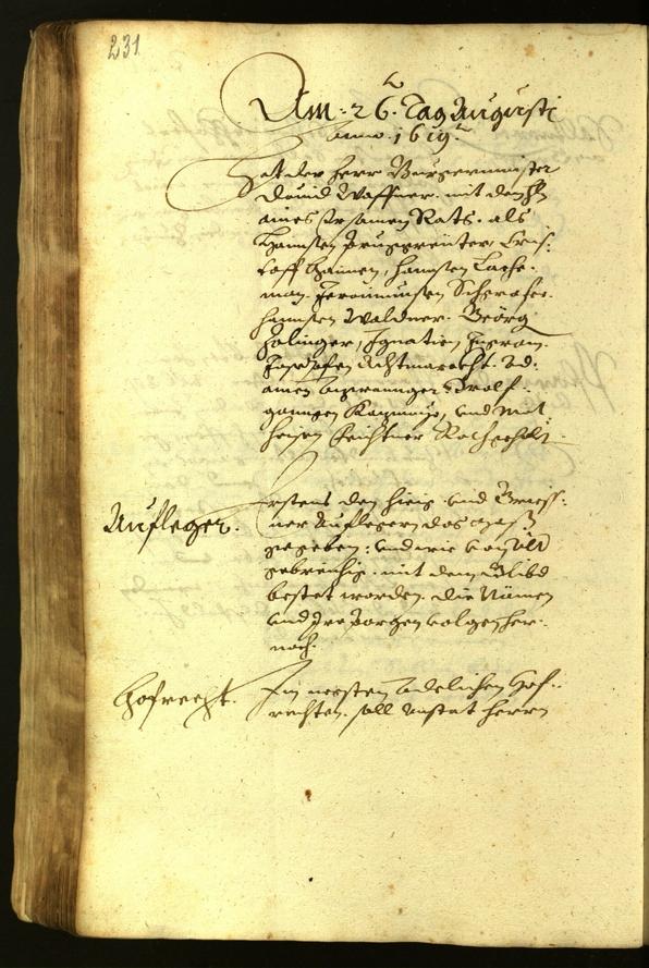 Stadtarchiv Bozen - BOhisto Ratsprotokoll 1619 