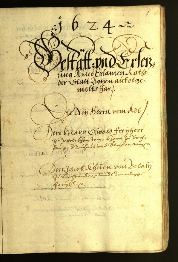 Stadtarchiv Bozen - BOhisto Ratsprotokoll 1624 