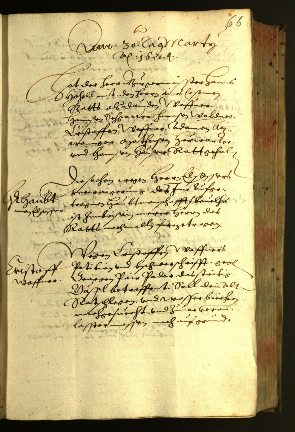 Stadtarchiv Bozen - BOhisto Ratsprotokoll 1624 