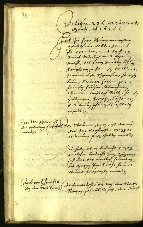 Stadtarchiv Bozen - BOhisto Ratsprotokoll 1626 