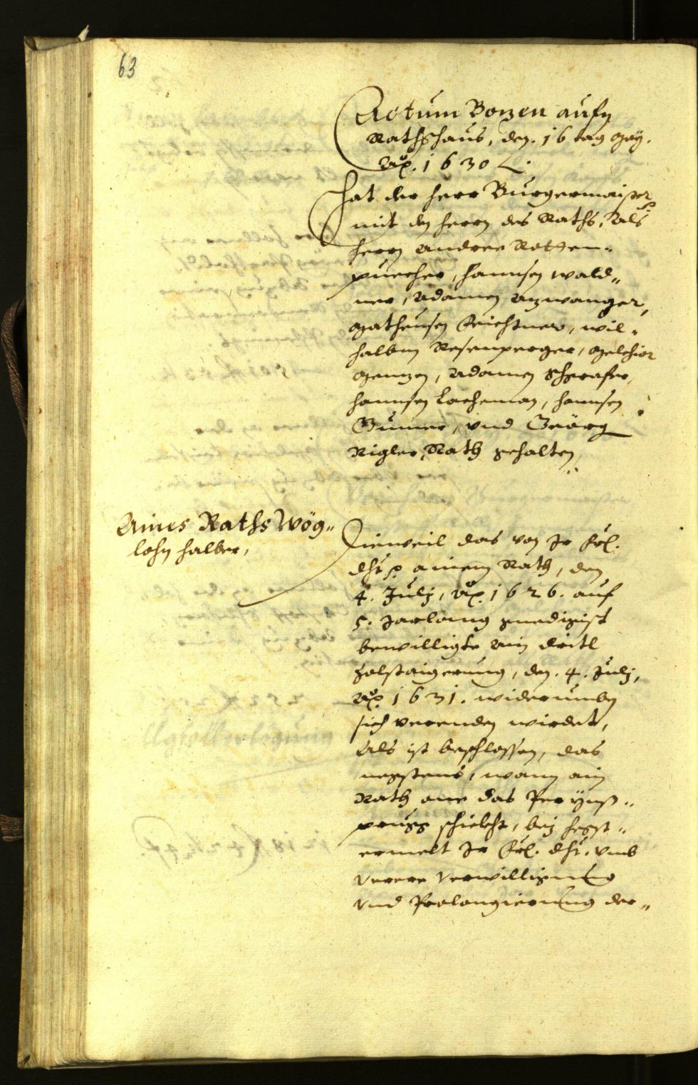 Civic Archives of Bozen-Bolzano - BOhisto Minutes of the council 1630 