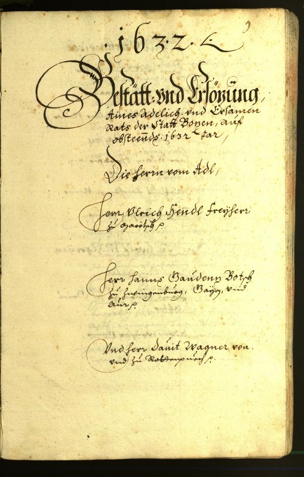 Stadtarchiv Bozen - BOhisto Ratsprotokoll 1632 