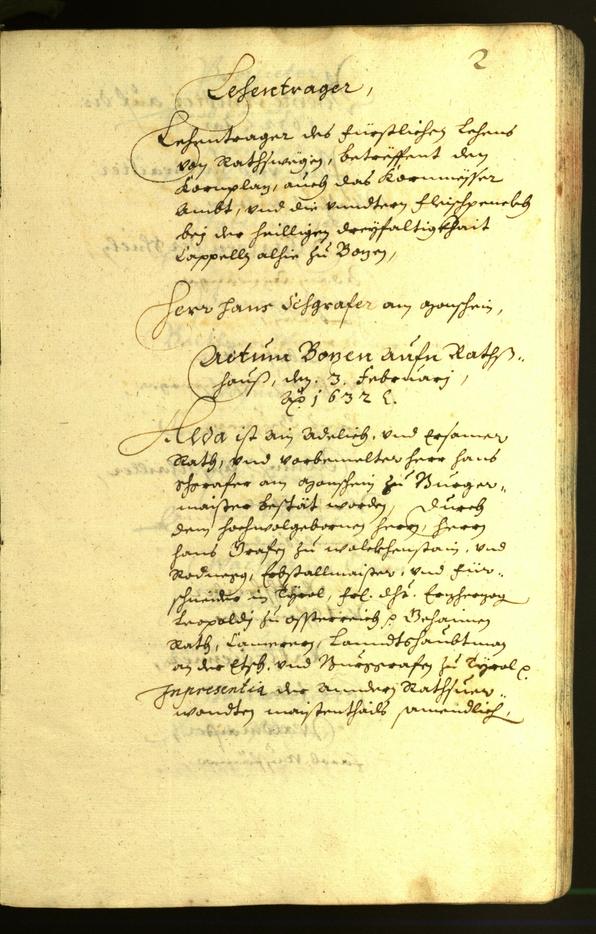 Stadtarchiv Bozen - BOhisto Ratsprotokoll 1632 