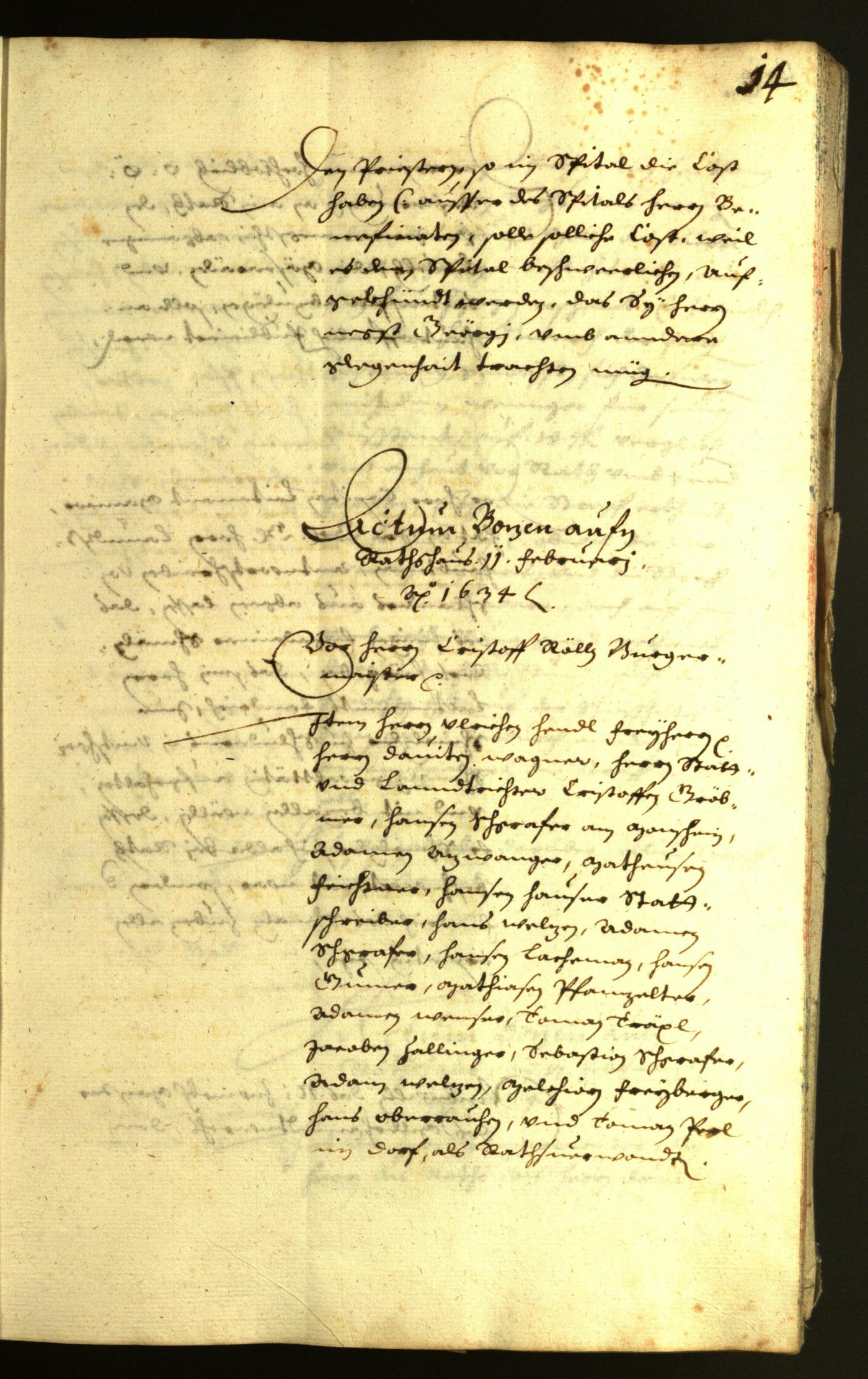 Stadtarchiv Bozen - BOhisto Ratsprotokoll 1634 