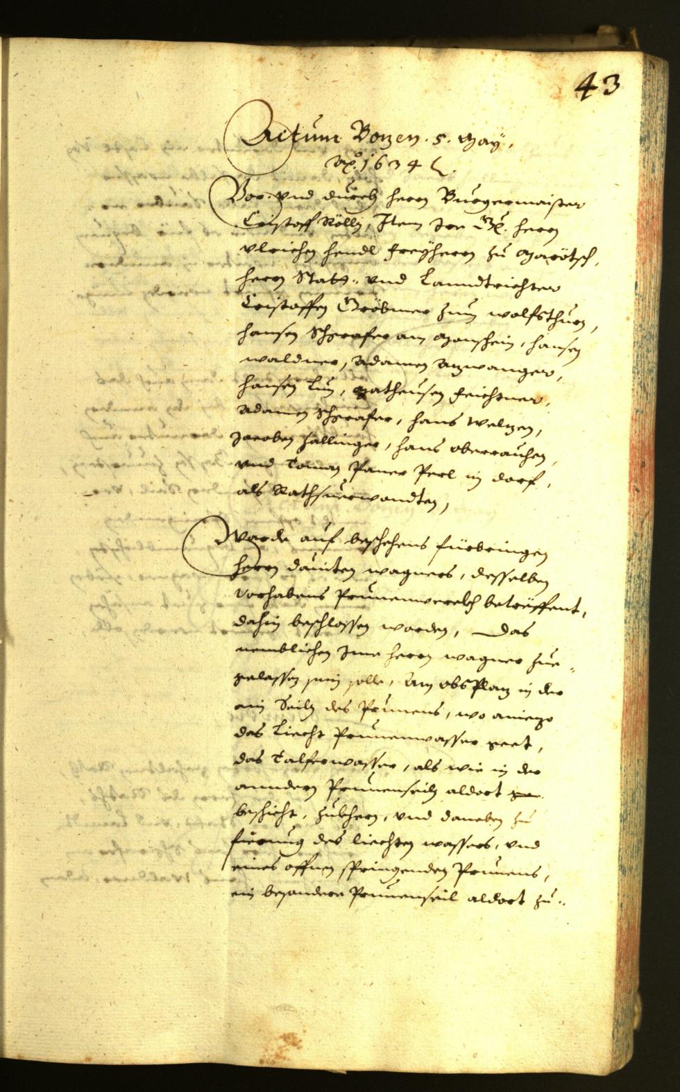 Stadtarchiv Bozen - BOhisto Ratsprotokoll 1634 