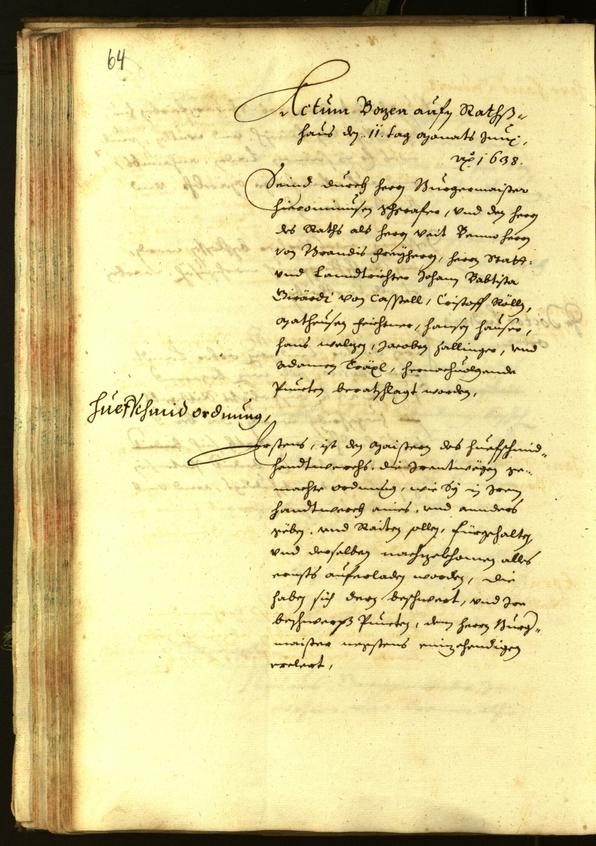 Stadtarchiv Bozen - BOhisto Ratsprotokoll 1638 