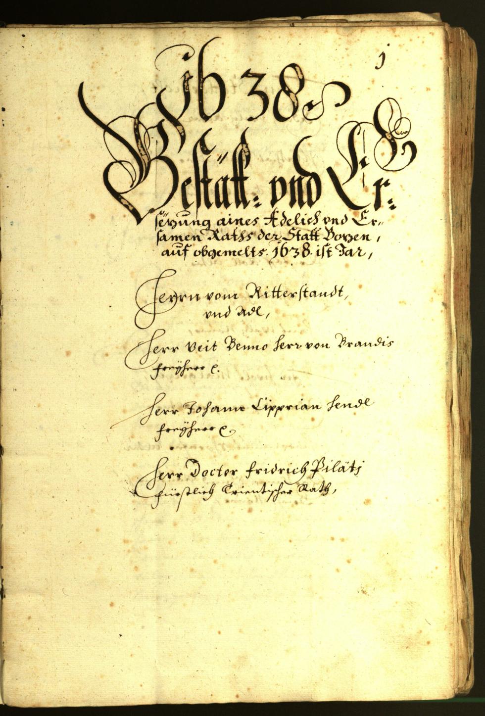 Stadtarchiv Bozen - BOhisto Ratsprotokoll 1638 