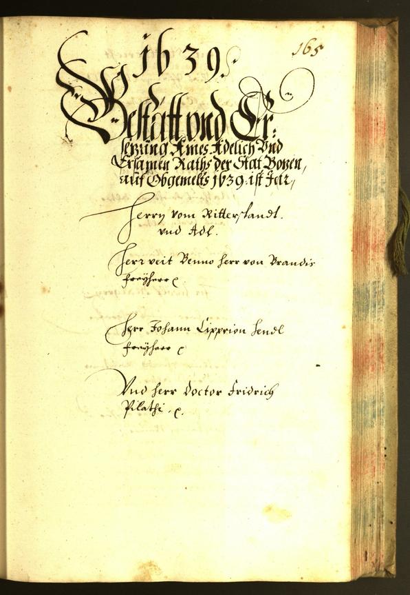 Stadtarchiv Bozen - BOhisto Ratsprotokoll 1639 