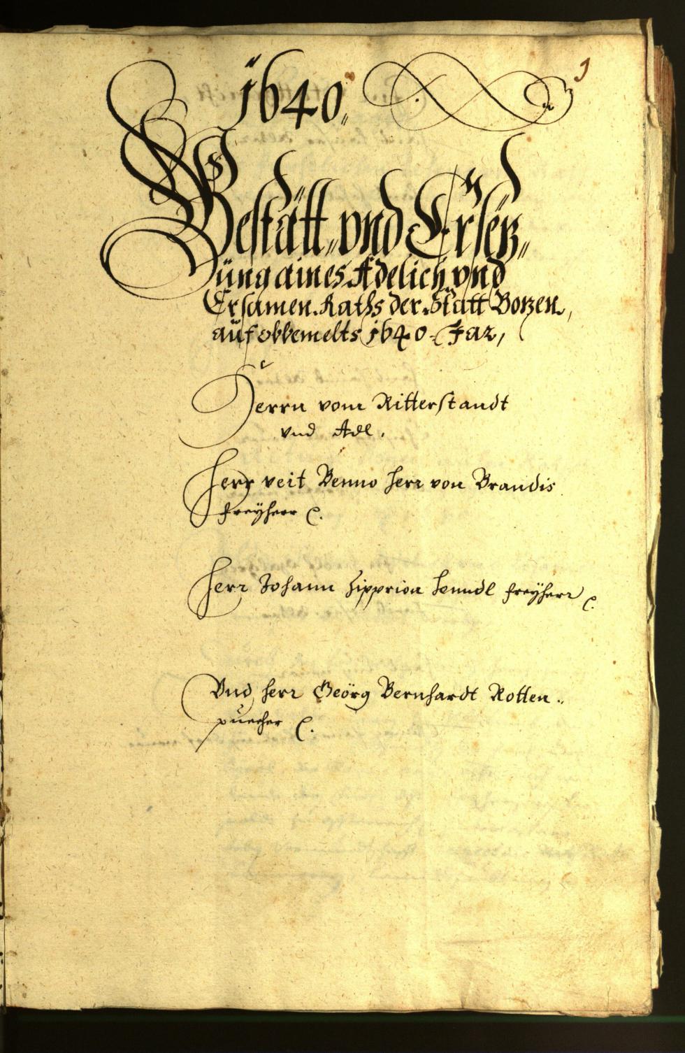 Stadtarchiv Bozen - BOhisto Ratsprotokoll 1640 