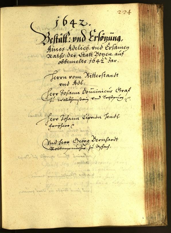 Stadtarchiv Bozen - BOhisto Ratsprotokoll 1642 