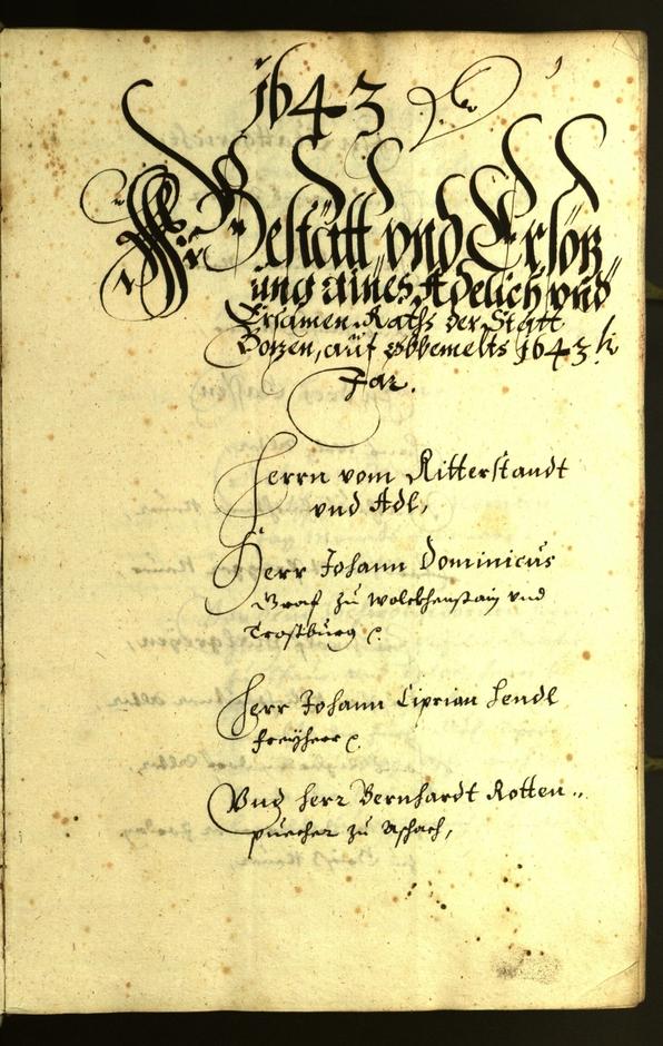 Stadtarchiv Bozen - BOhisto Ratsprotokoll 1643 