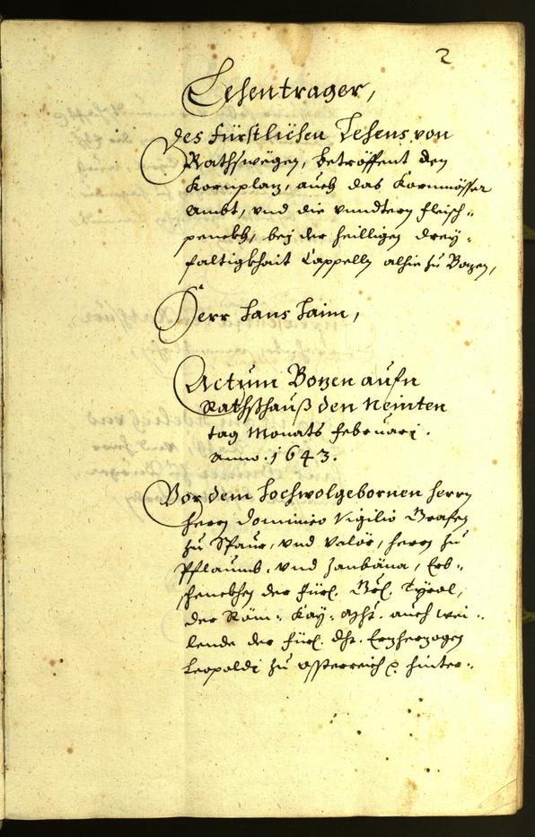 Stadtarchiv Bozen - BOhisto Ratsprotokoll 1643 