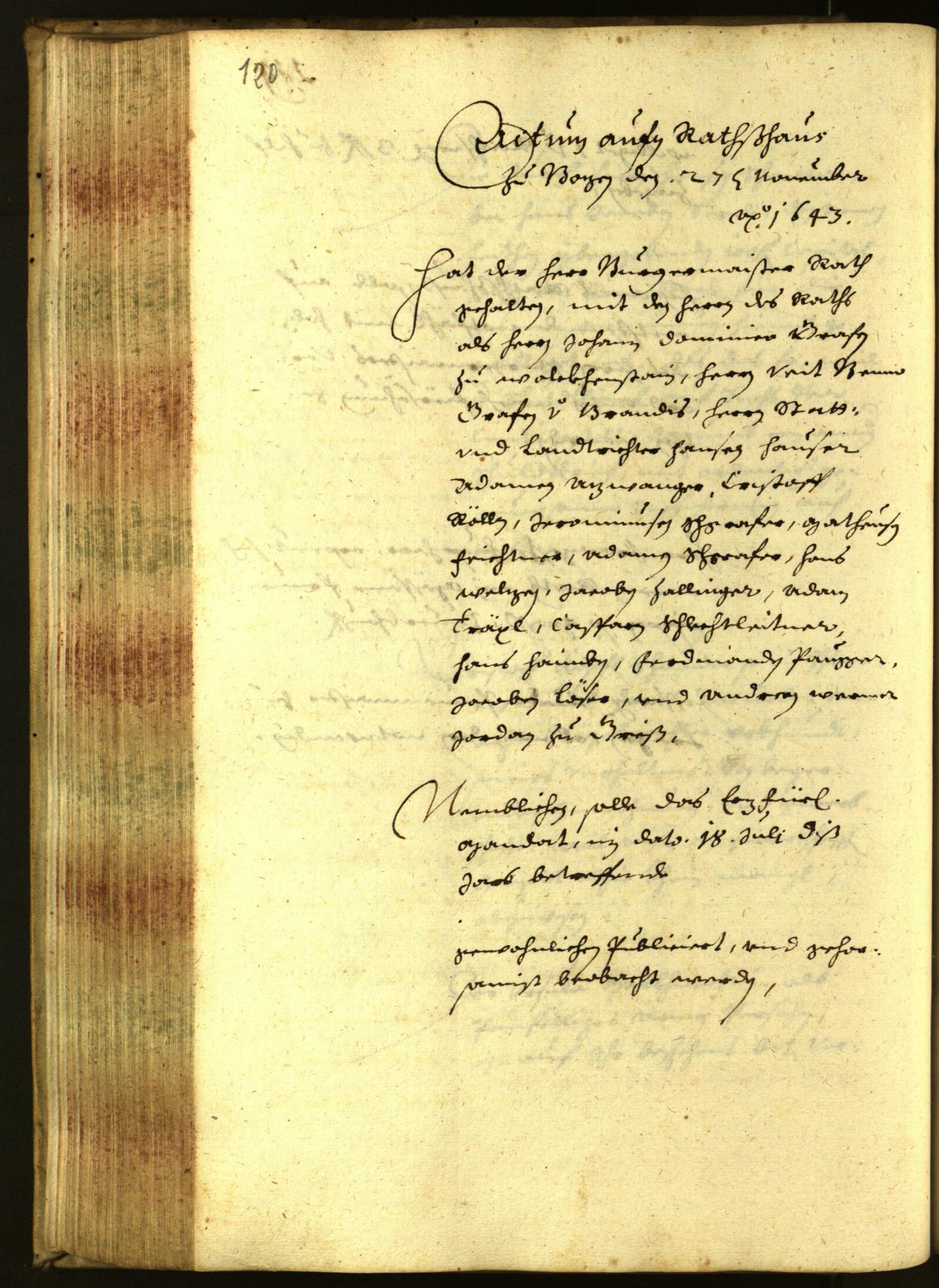 Civic Archives of Bozen-Bolzano - BOhisto Minutes of the council 1643 