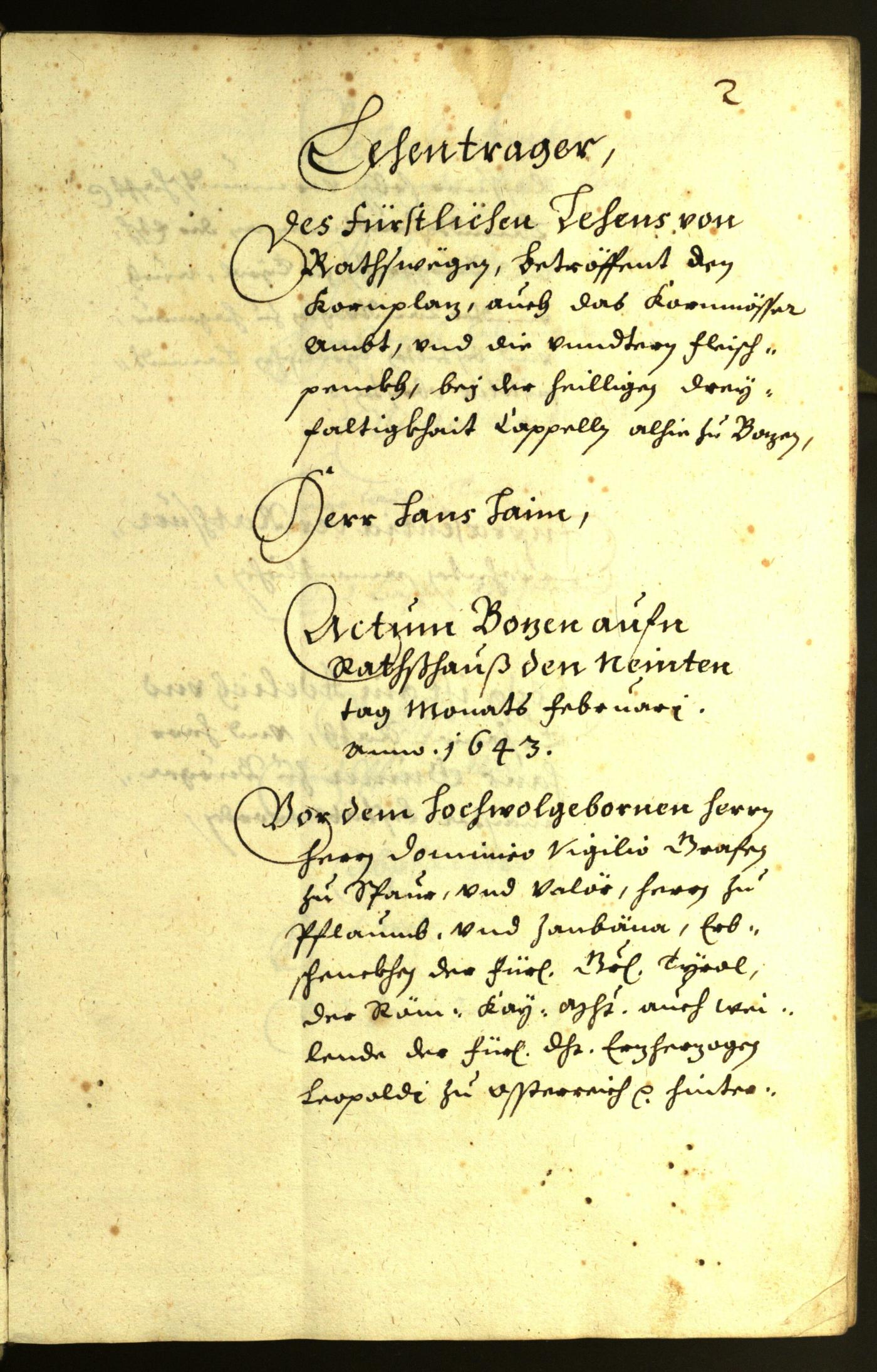 Stadtarchiv Bozen - BOhisto Ratsprotokoll 1643 