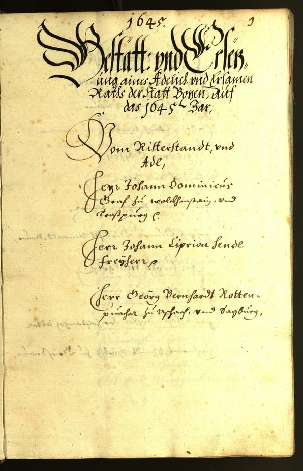 Stadtarchiv Bozen - BOhisto Ratsprotokoll 1645 