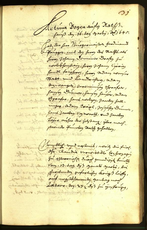 Archivio Storico della Città di Bolzano - BOhisto protocollo consiliare 1645 