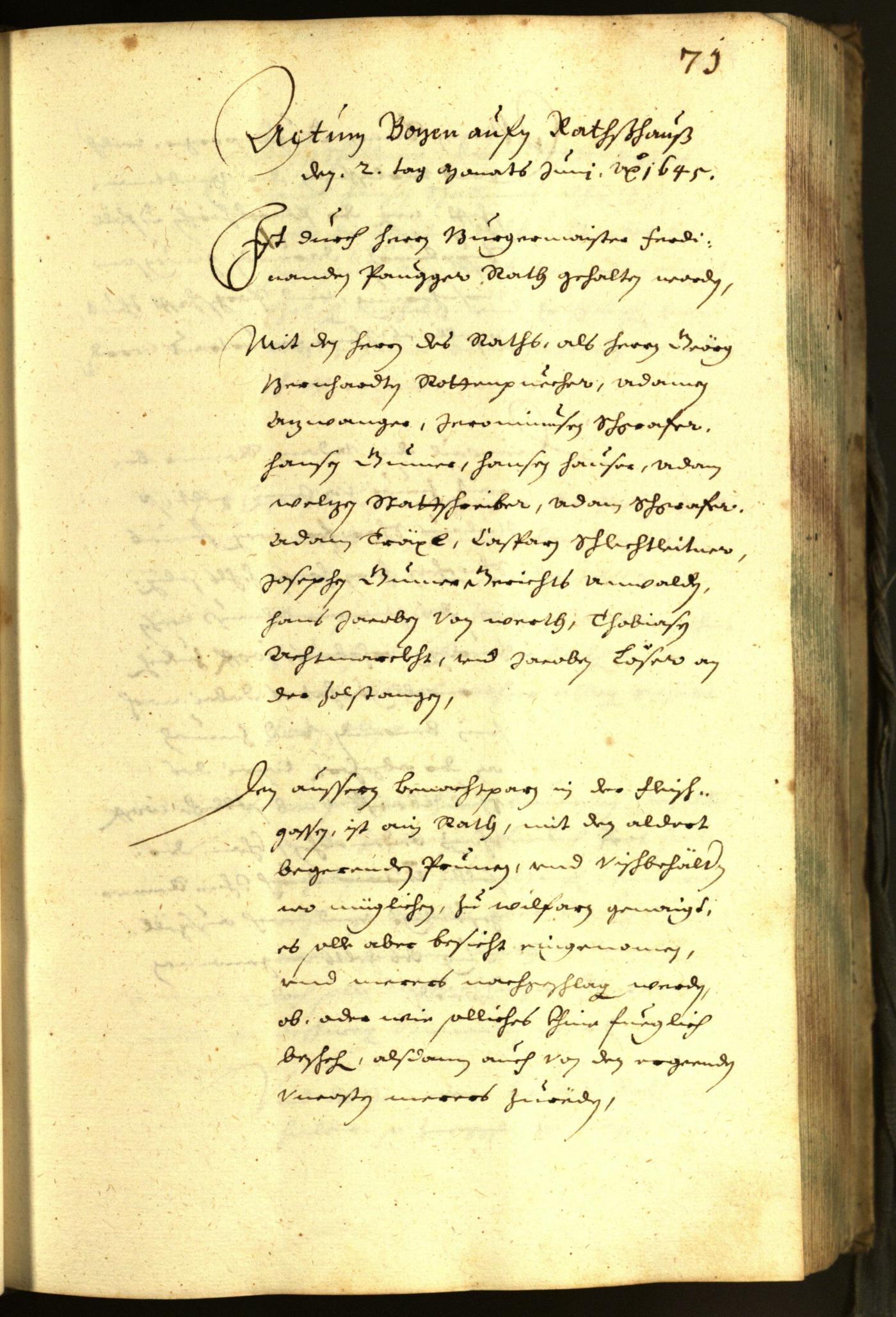 Stadtarchiv Bozen - BOhisto Ratsprotokoll 1645 