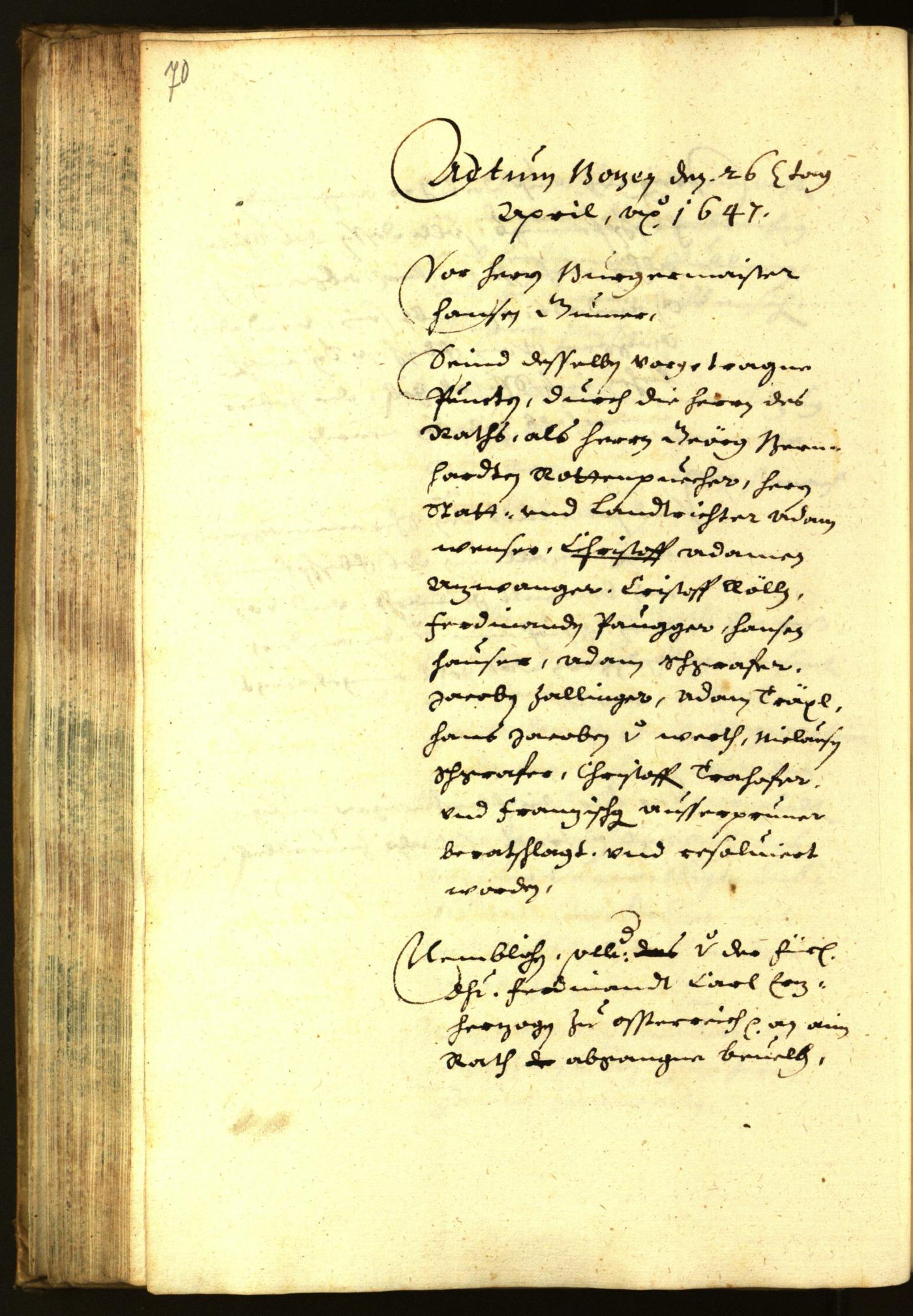 Civic Archives of Bozen-Bolzano - BOhisto Minutes of the council 1647 