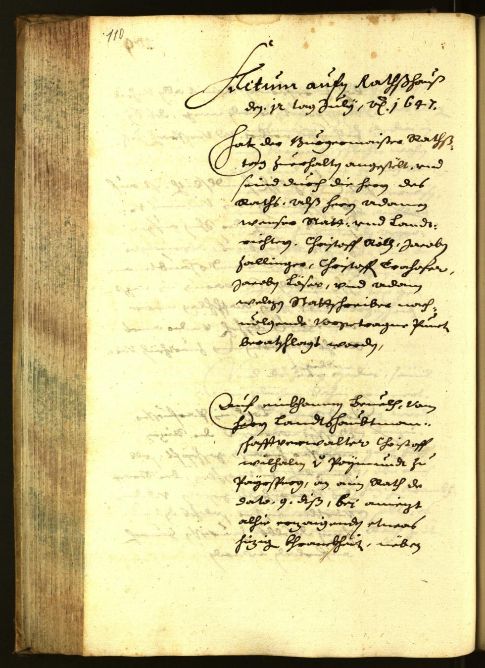 Stadtarchiv Bozen - BOhisto Ratsprotokoll 1647 