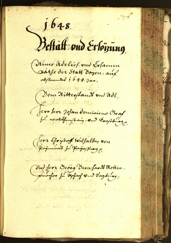 Stadtarchiv Bozen - BOhisto Ratsprotokoll 1648 