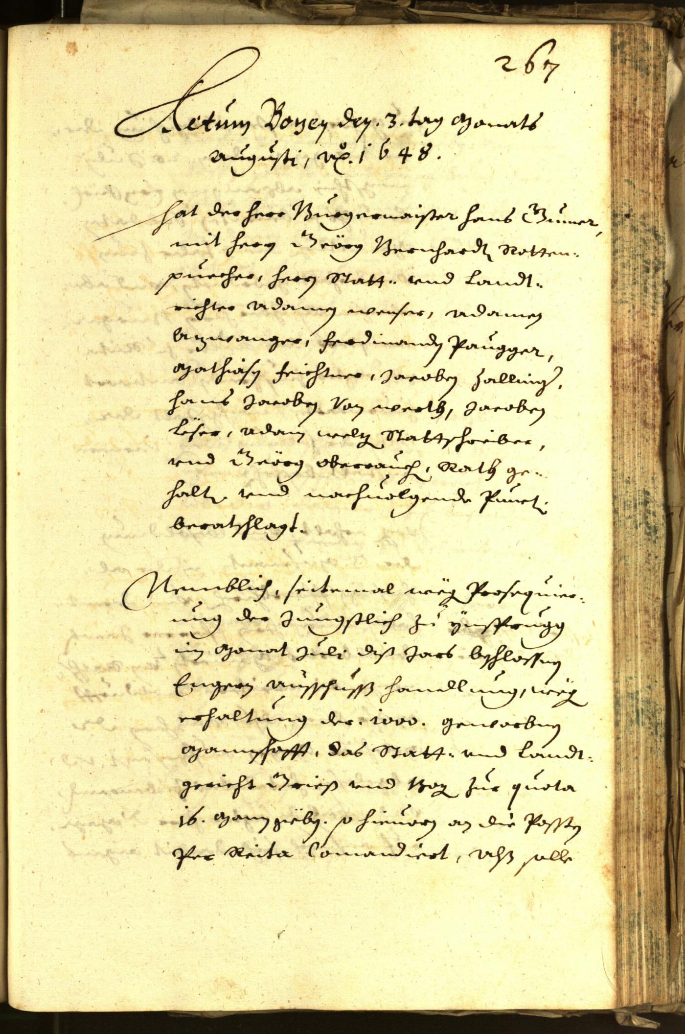 Stadtarchiv Bozen - BOhisto Ratsprotokoll 1648 