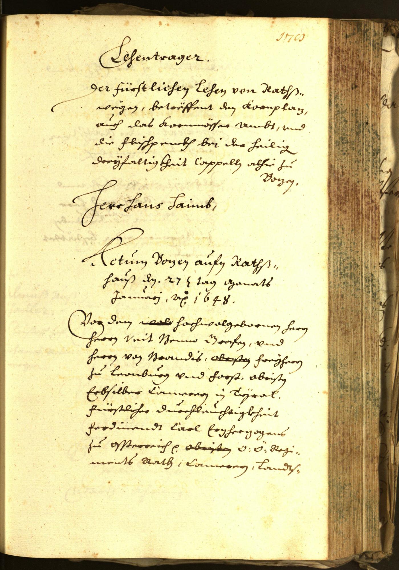 Stadtarchiv Bozen - BOhisto Ratsprotokoll 1648 