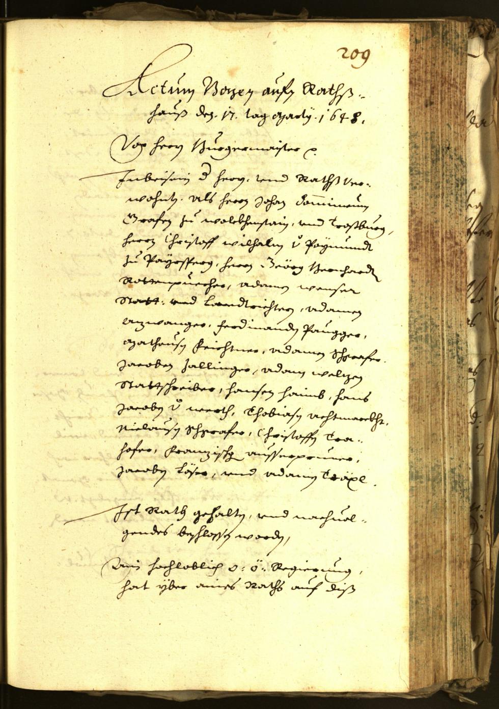 Stadtarchiv Bozen - BOhisto Ratsprotokoll 1648 